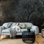 Tres Tintas Gaia Vacui - Black showcasing bold, intricate patterns in a dramatic black design, perfect for adding a striking and modern touch to any space.