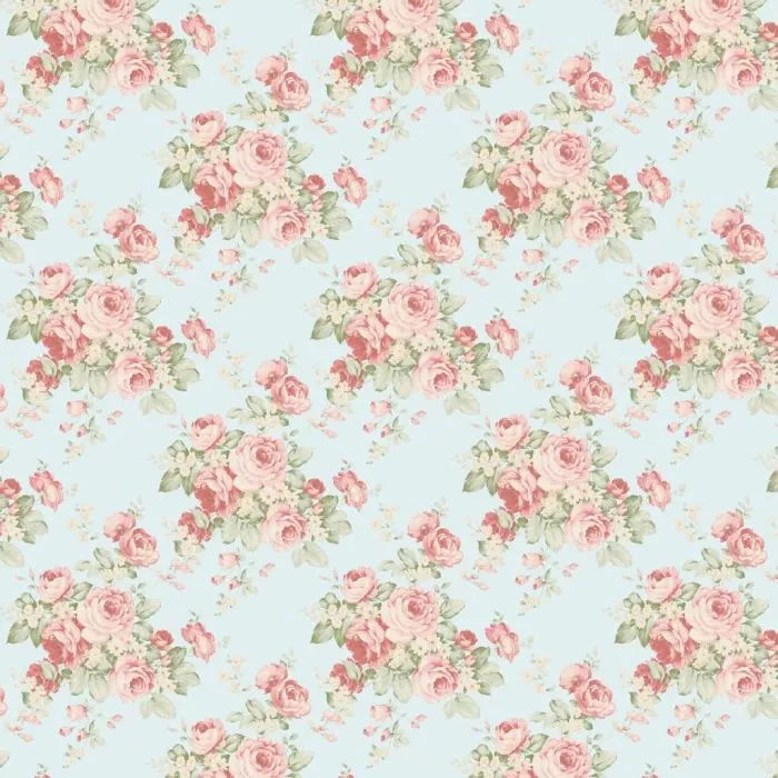 Pink blue and green floral paper