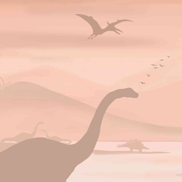 Wall Dreamer Panoramic Wallpaper Dino Friends - Monochrome Pink WAD0139