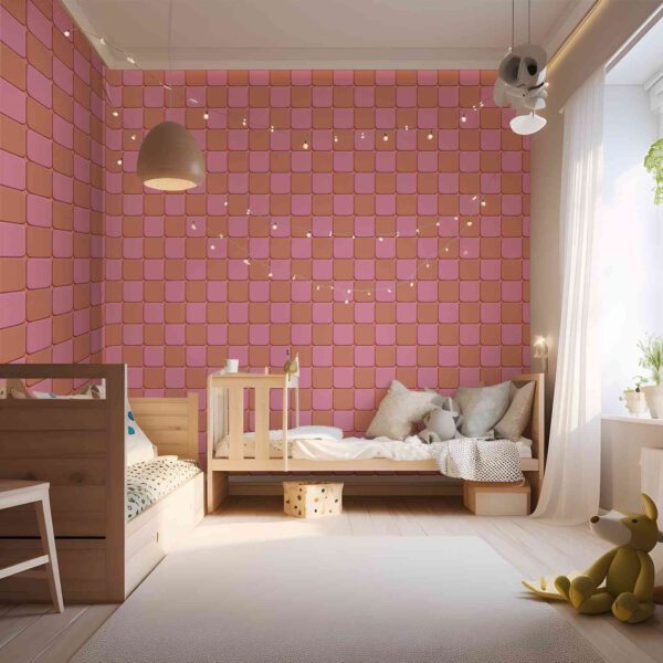 Wall Dreamer Panoramic wallpaper Damier Duo Rose WAD0214-1 - Image 5