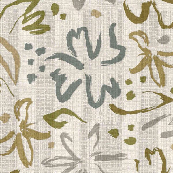 Wall Dreamer Panoramic wallpaper Flowers on Rattan Green WAD0205