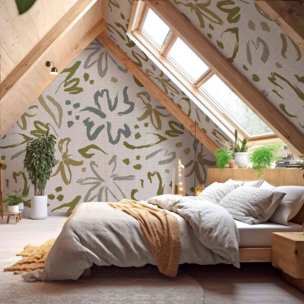 Wall Dreamer Panoramic wallpaper Flowers on Rattan Green WAD0205 - Image 5