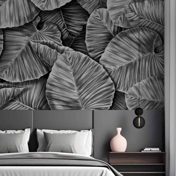 Wall Dreamer Panoramic wallpaper Giant Taro Black & White WAD0193 - Image 3