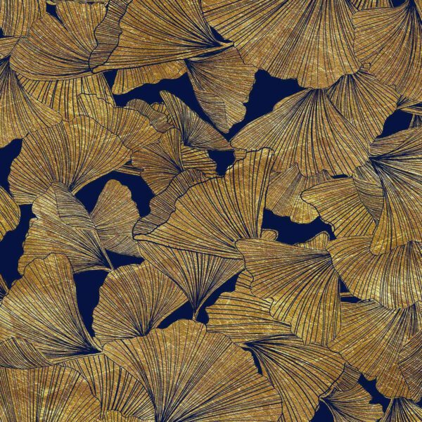 Wall Dreamer Panoramic wallpaper Ginkgo Gold Navy WAD0217-1