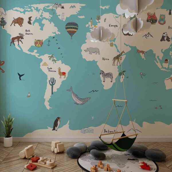 Wall Dreamer Panoramic wallpaper Mon Premier Voyage English Version Blue WAD0196 - Image 3