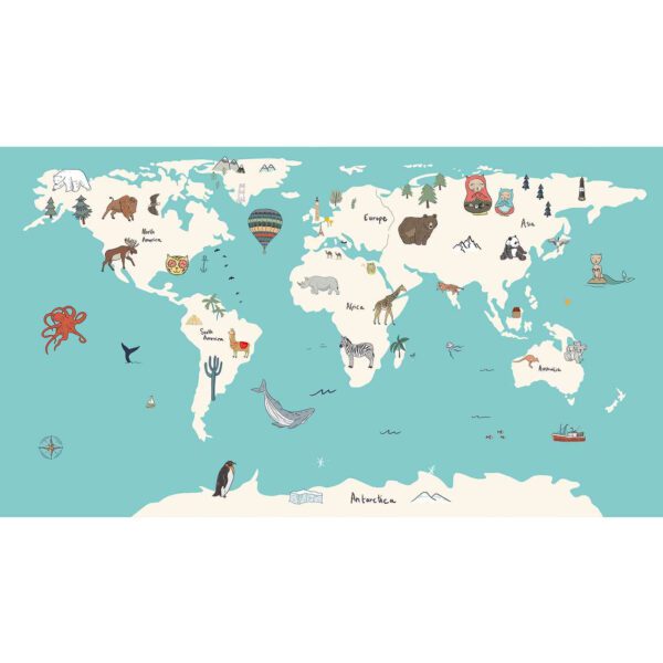 Wall Dreamer Panoramic wallpaper Mon Premier Voyage English Version Blue WAD0196 - Image 2