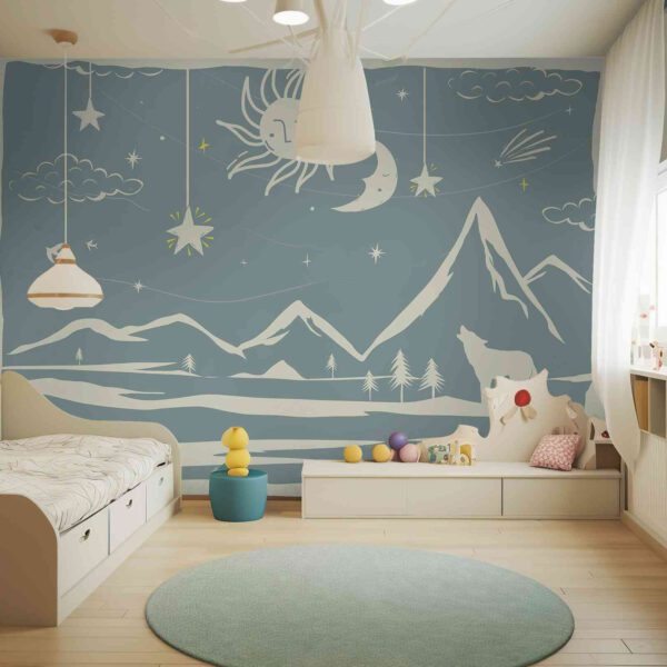 Wall Dreamer Panoramic wallpaper The Wolf and the Eclipse Green WAD0177 - Image 3