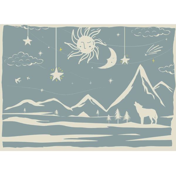 Wall Dreamer Panoramic wallpaper The Wolf and the Eclipse Green WAD0177 - Image 2