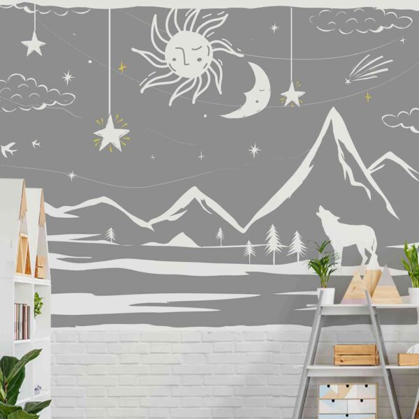 Wall Dreamer Panoramic The Wolf and the Eclipse Grey WAD0177-1 - Image 3