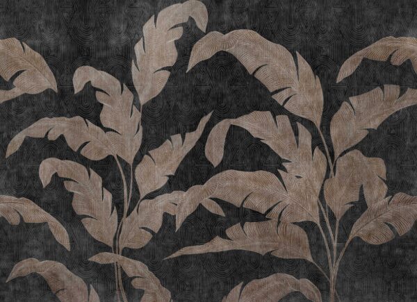 Leaves Shadow Silver Mural