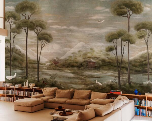 Coordonne Random Metallics II Xi Hu Lake Silver Mural - Image 2